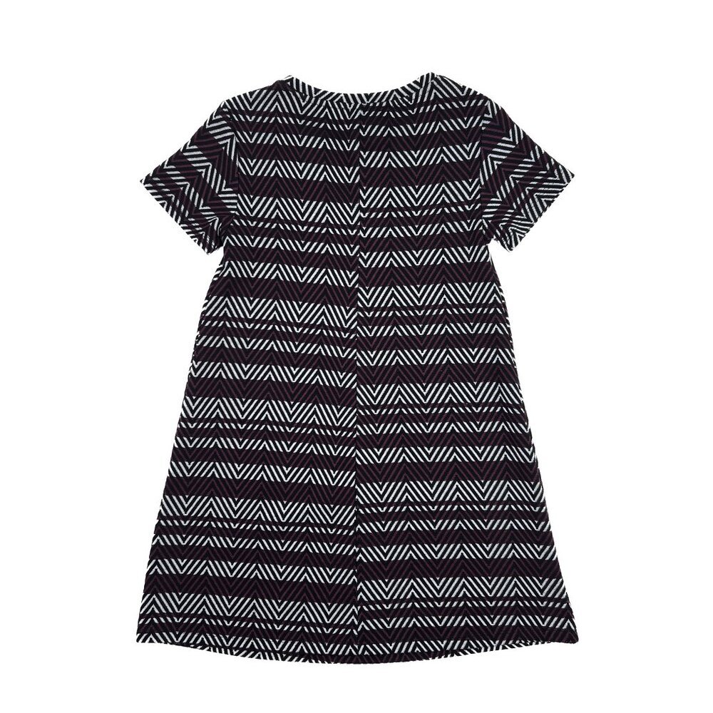 Zara Pullover Knit Jacquard Multi/Burgundy Swing Dress with Chevrons Sz M - NWOT - Picture 3 of 8